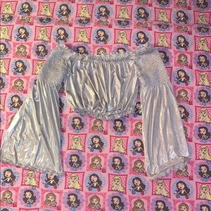 Silver bell sleeve top